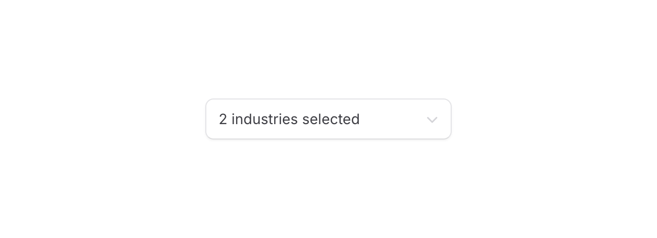 A select dropdown with the words: 2 industries selected