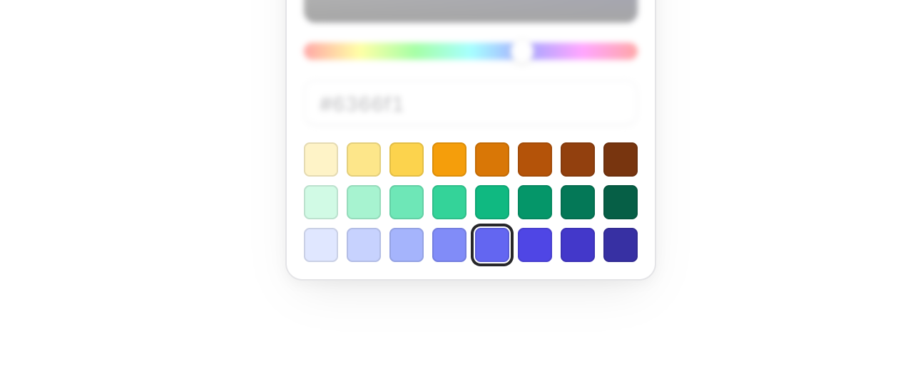 Color picker with a custom brand palette shown as swatches