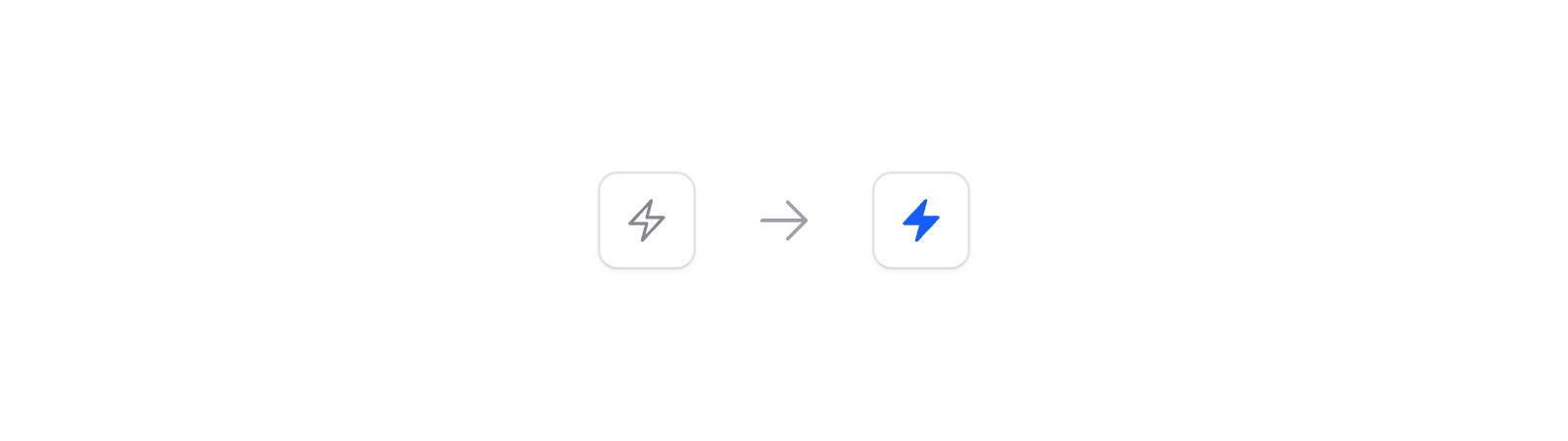 A toggle changing from an inactive outline icon to an active solid blue icon