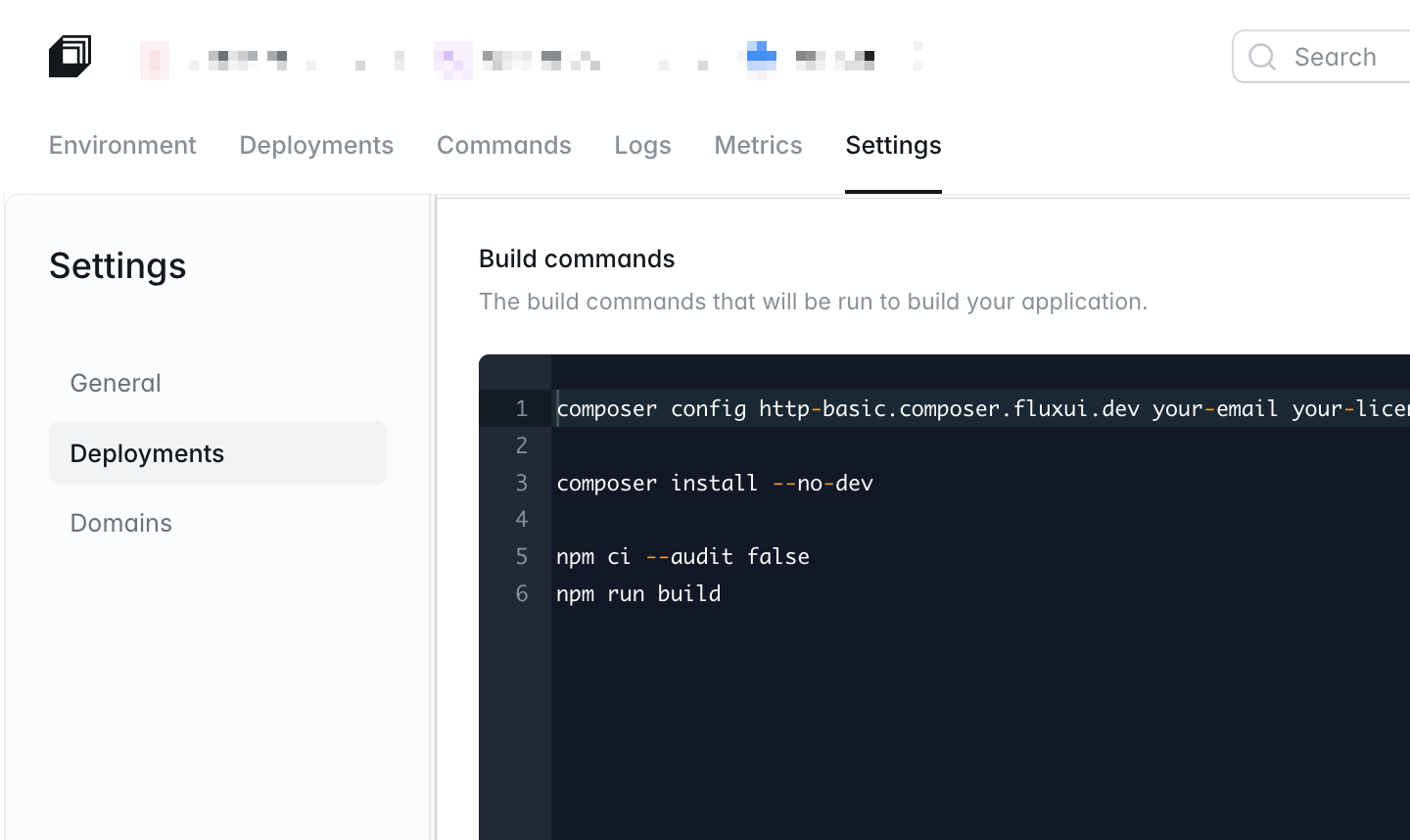 Laravel Cloud Environment Settings